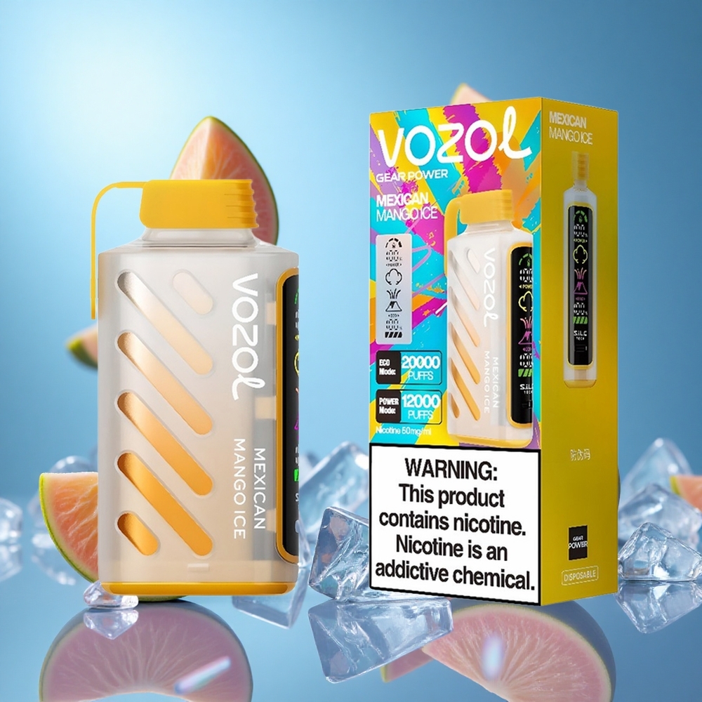 VOZOL Gear Power 20000 Puffs Mexikansk Mango Is ECO-läge Puffar: 20000 Puffs Dubbel Maskspole partihandel Sverige