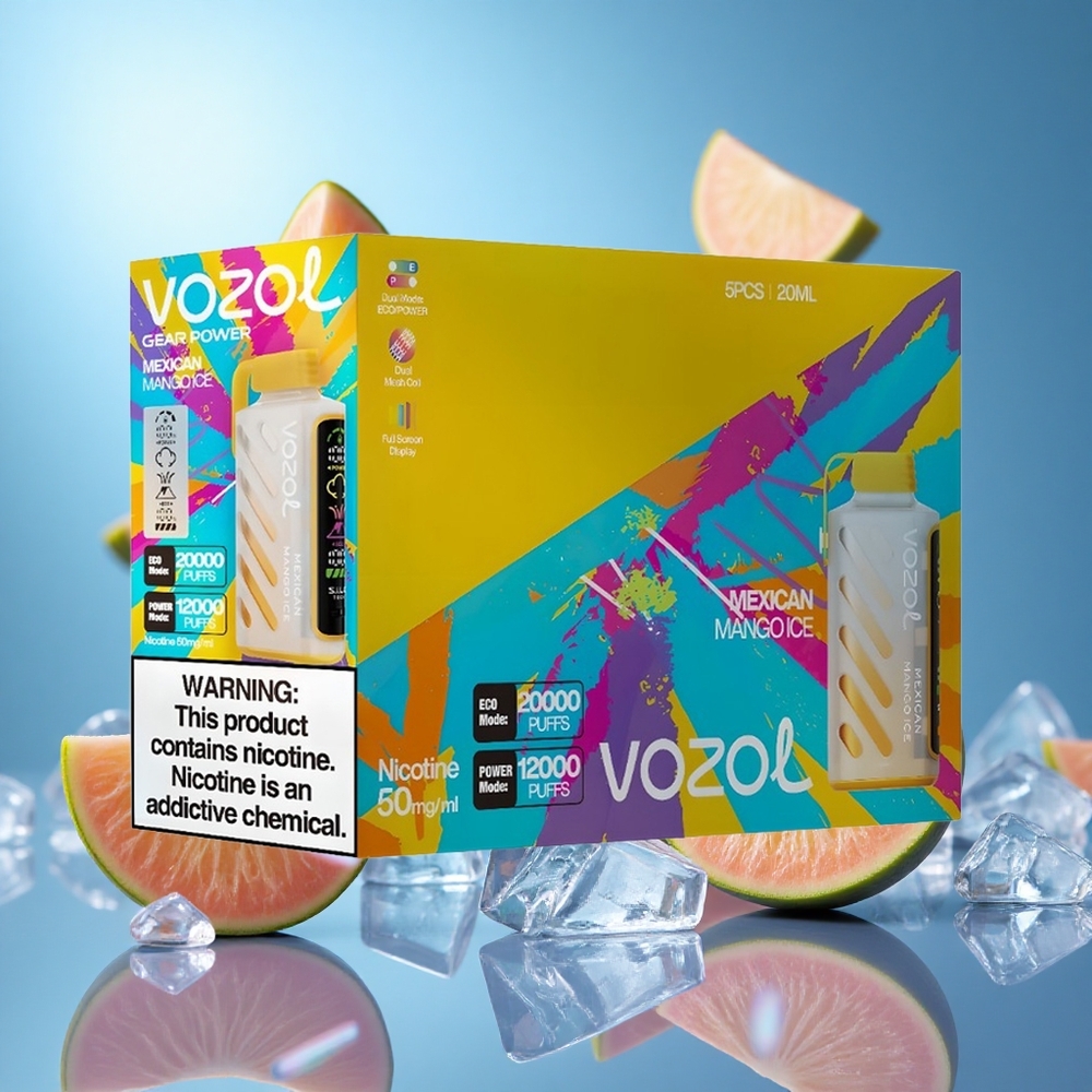 VOZOL Gear Power 20000 Puffs Mexikansk Mango Is ECO-läge Puffar: 20000 Puffs Dubbel Maskspole partihandel Sverige
