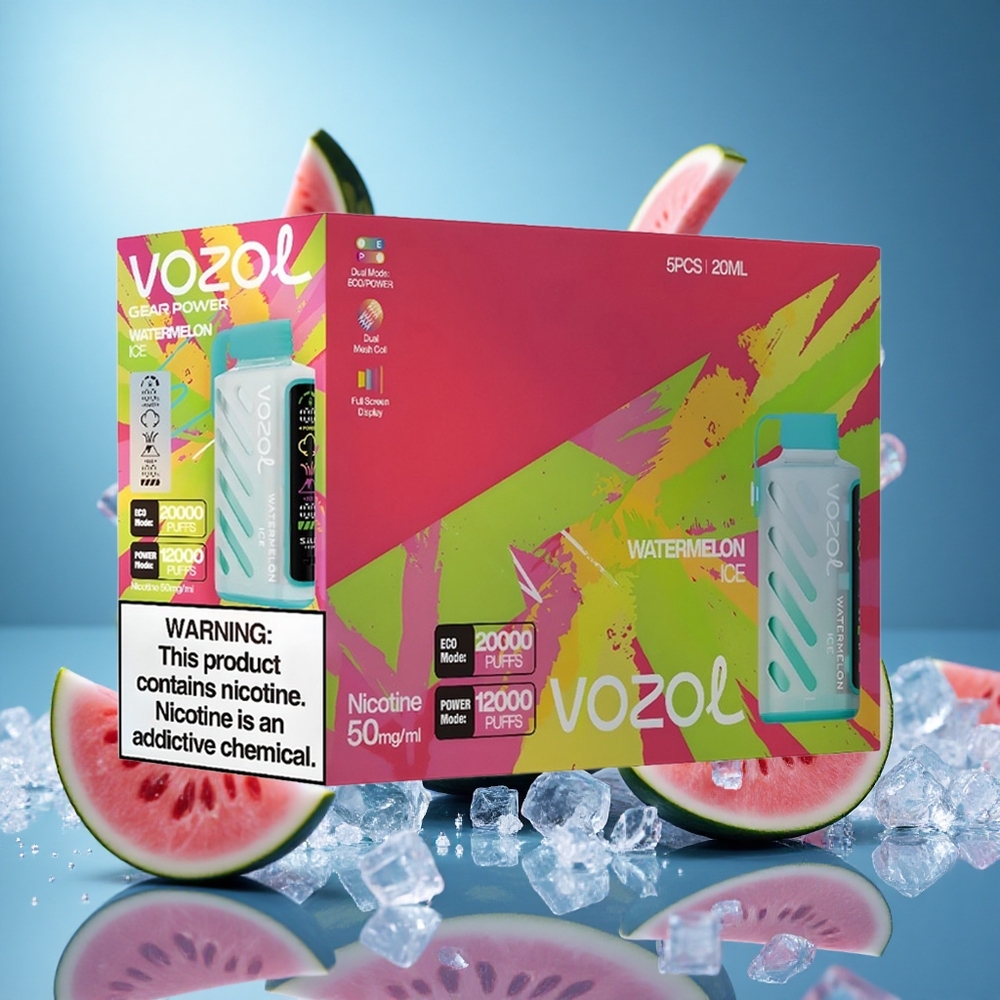 VOZOL Gear Power 20000 Puffs S.i.L.C. Tech Full Screen Display Vattenmelon Is partihandel Sverige