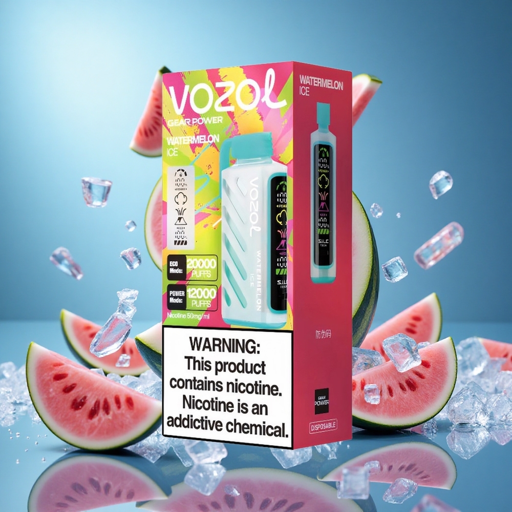 VOZOL Gear Power 20000 Puffs S.i.L.C. Tech Full Screen Display Vattenmelon Is partihandel Sverige