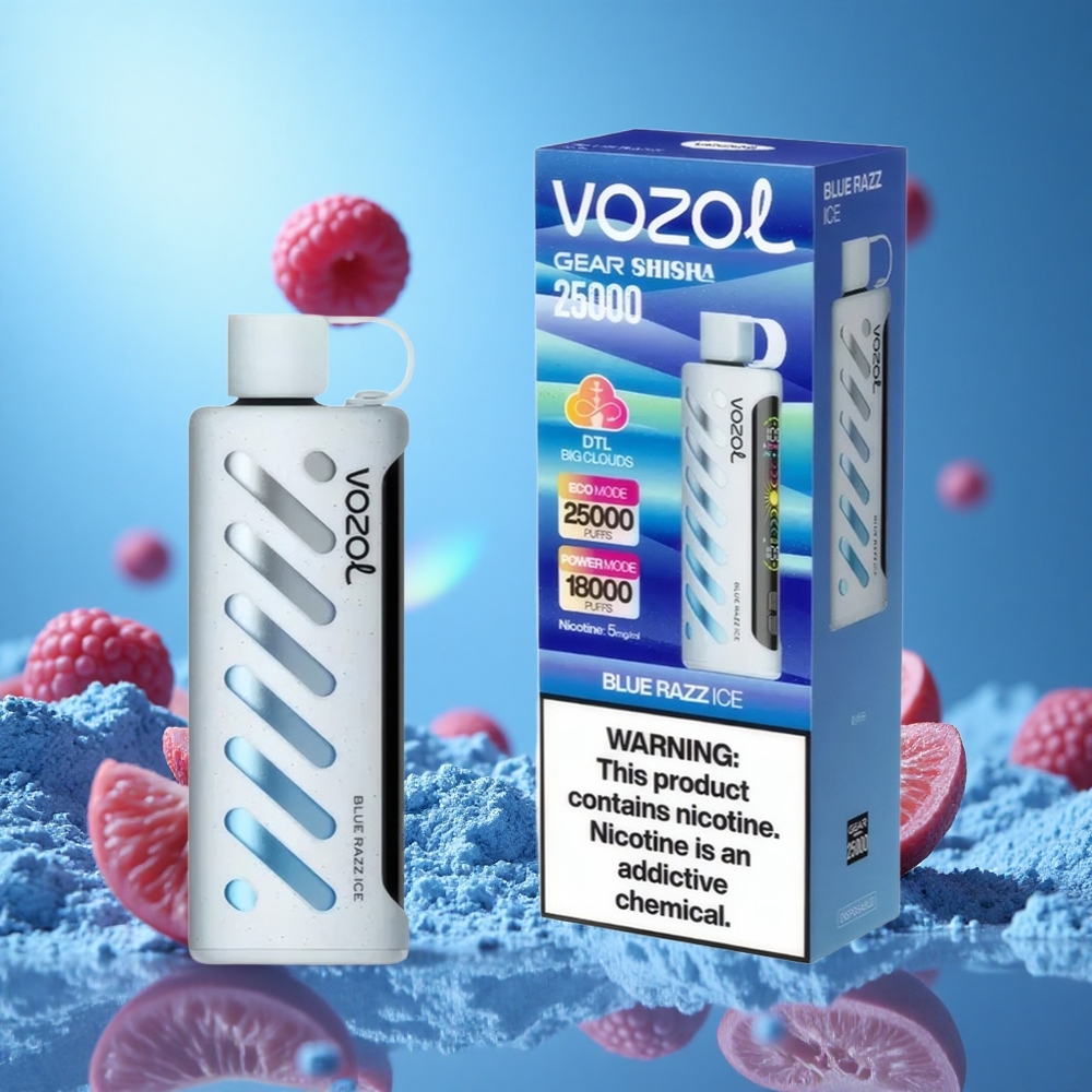 VOZOL Gear Shisha 25000 Puffs Blå Hallon Is Smarta Kretssystem: S.i.L.C Teknik Batterikapacitet: 1000mAh partihandel Sverige