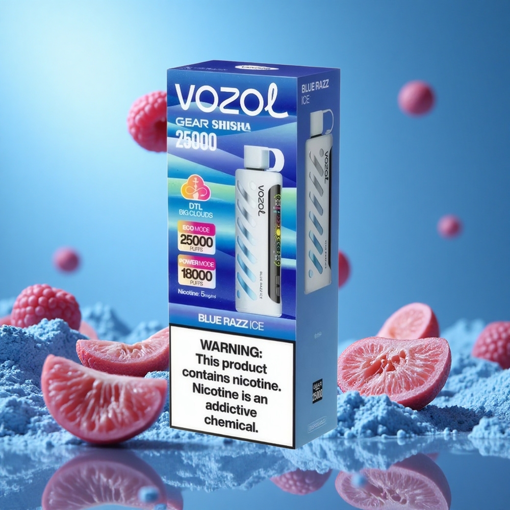VOZOL Gear Shisha 25000 Puffs Blå Hallon Is Smarta Kretssystem: S.i.L.C Teknik Batterikapacitet: 1000mAh partihandel Sverige