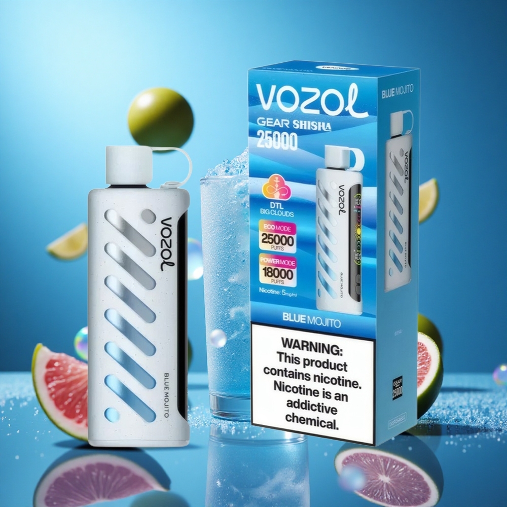 VOZOL Gear Shisha 25000 Puffs Blå Mojito 30 Läckra Smaker 1000mAh Batterikapacitet partihandel Sverige