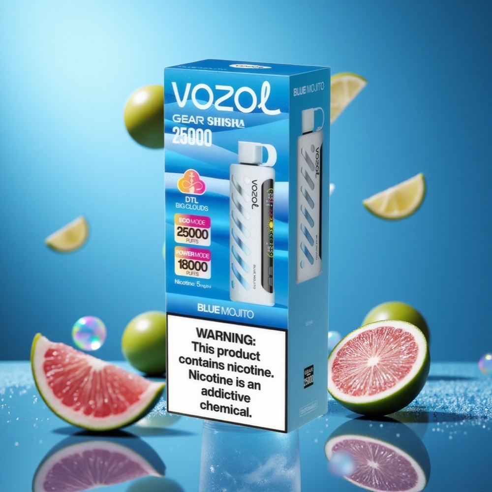 VOZOL Gear Shisha 25000 Puffs Blå Mojito 30 Läckra Smaker 1000mAh Batterikapacitet partihandel Sverige