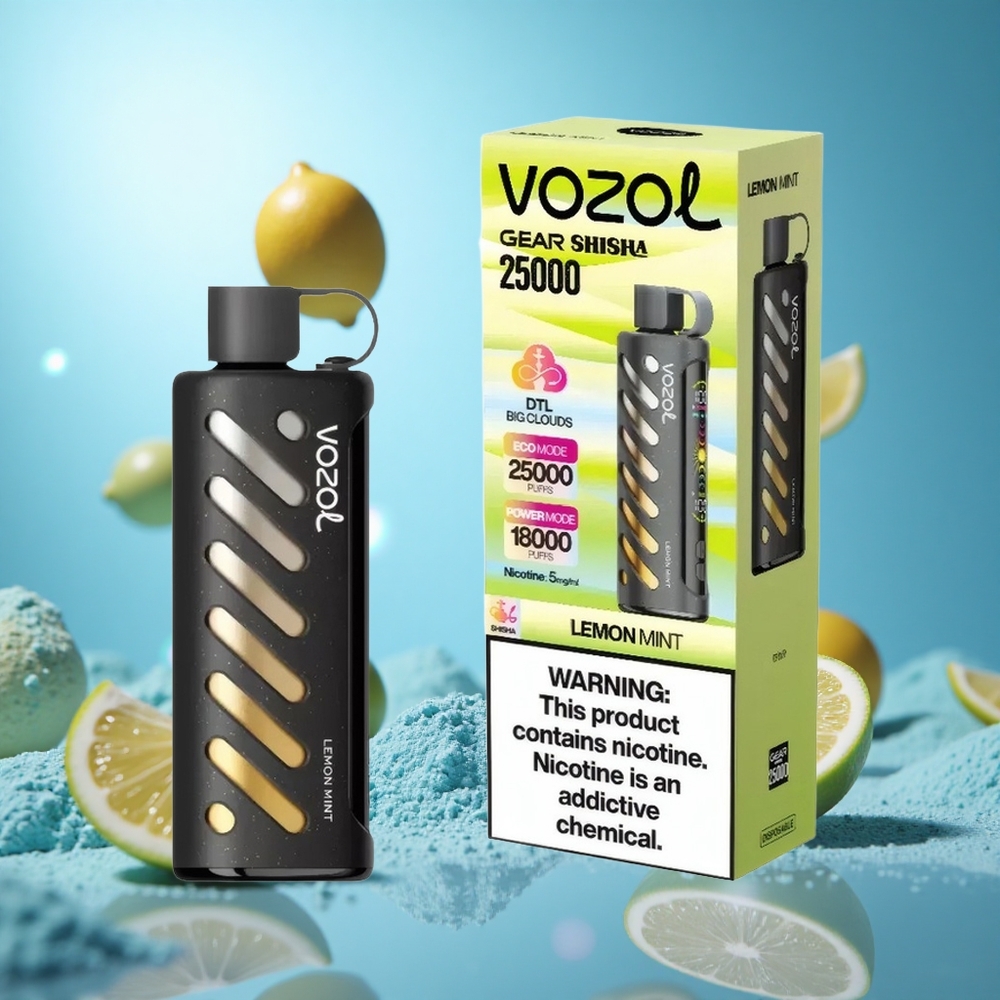 VOZOL Gear Shisha 25000 Puffs Citron Mynta 30 Läckra Smaker S.i.L.C Tech partihandel Sverige