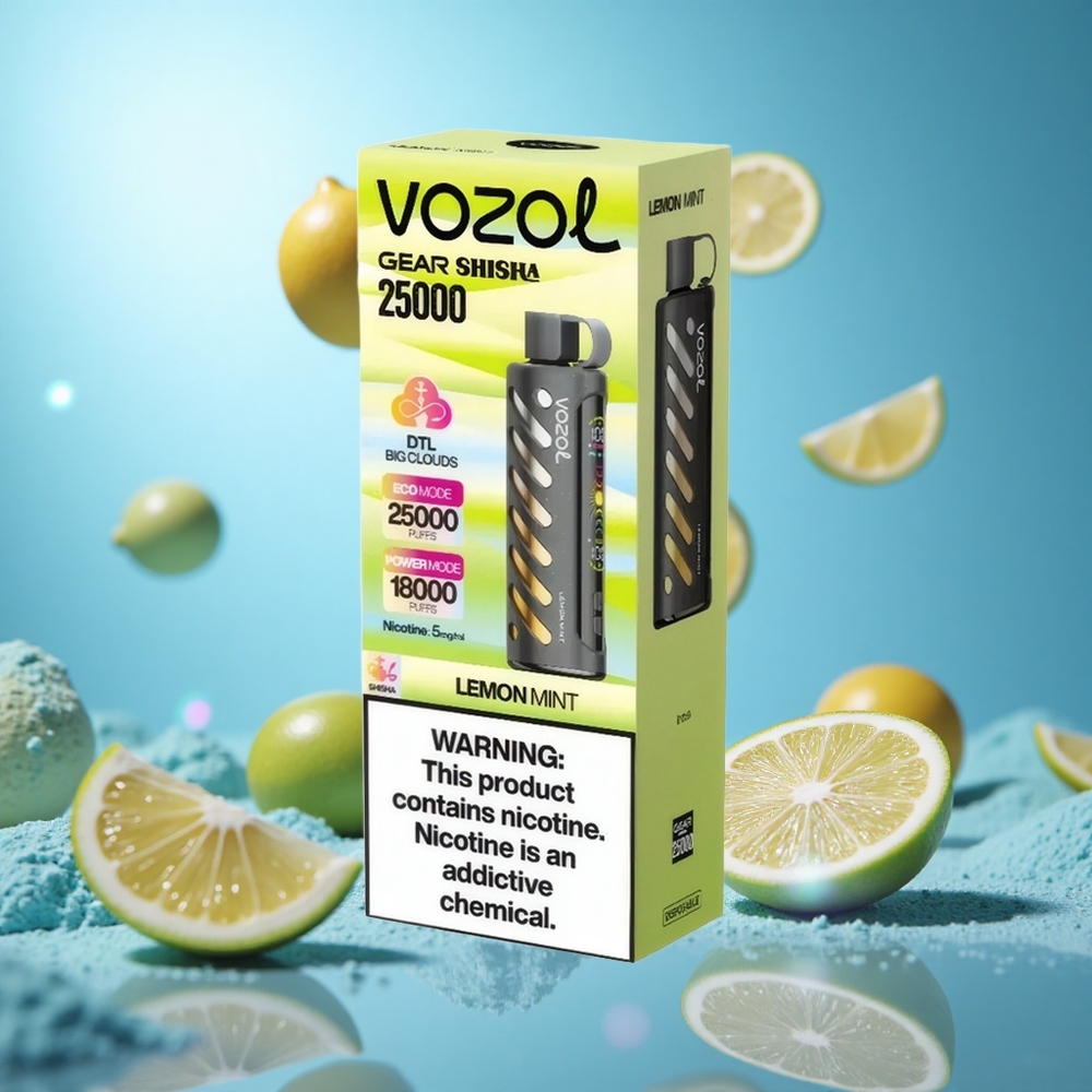 VOZOL Gear Shisha 25000 Puffs Citron Mynta 30 Läckra Smaker S.i.L.C Tech partihandel Sverige