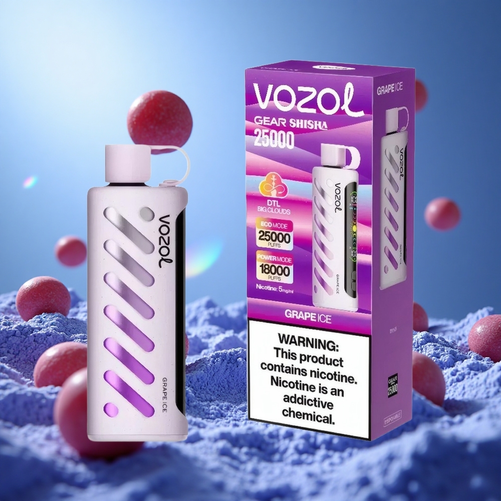 VOZOL Gear Shisha 25000 Puffs Druva Is 30 Läcker Smaker Dual Mesh Dual Modes partihandel Sverige