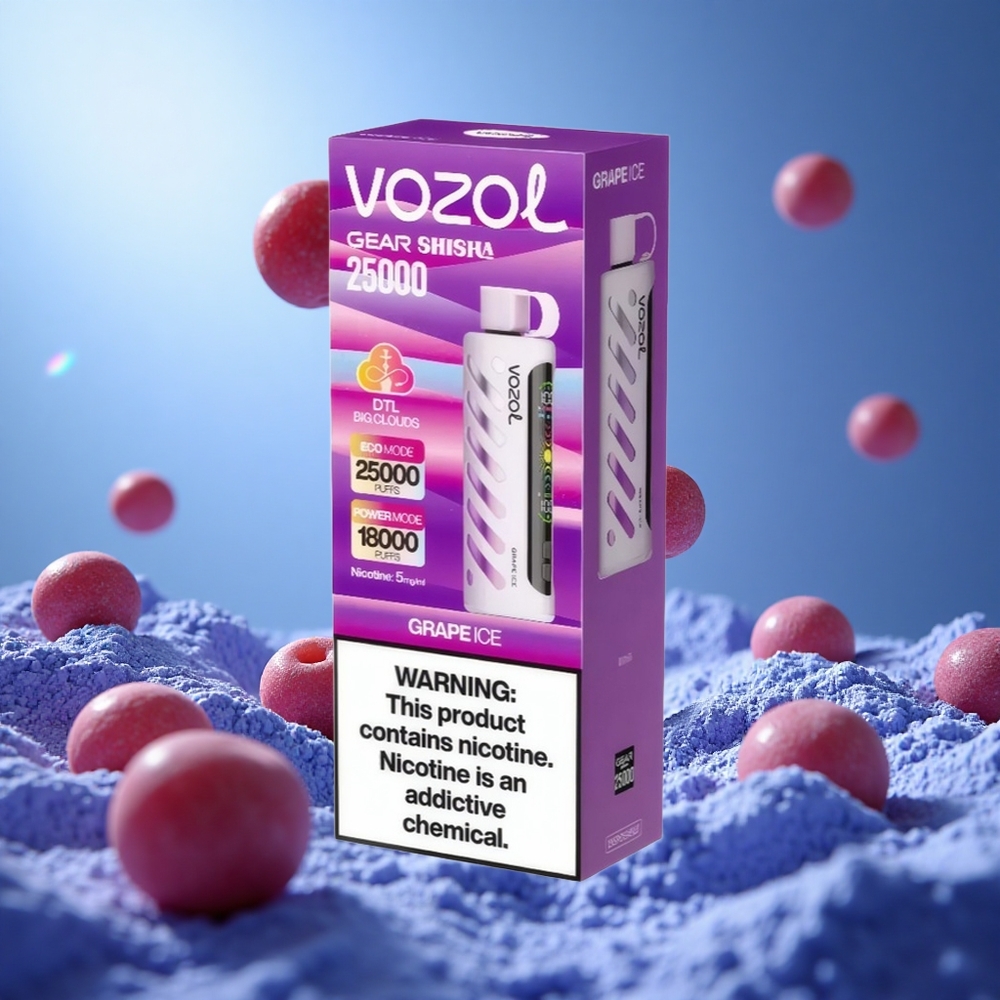 VOZOL Gear Shisha 25000 Puffs Druva Is 30 Läcker Smaker Dual Mesh Dual Modes partihandel Sverige
