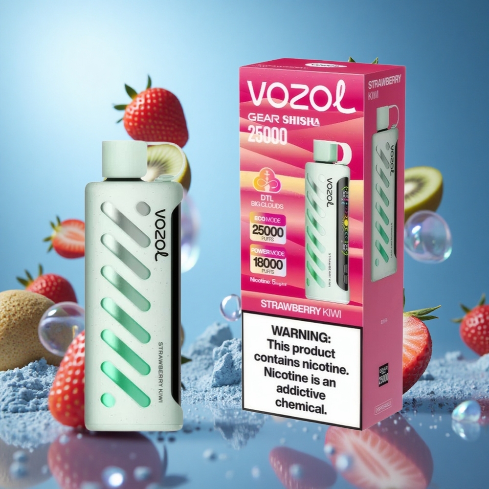 VOZOL Gear Shisha 25000 Puffs Jordgubbe Kiwi 30 Läckra Smaker 1000mAh partihandel Sverige