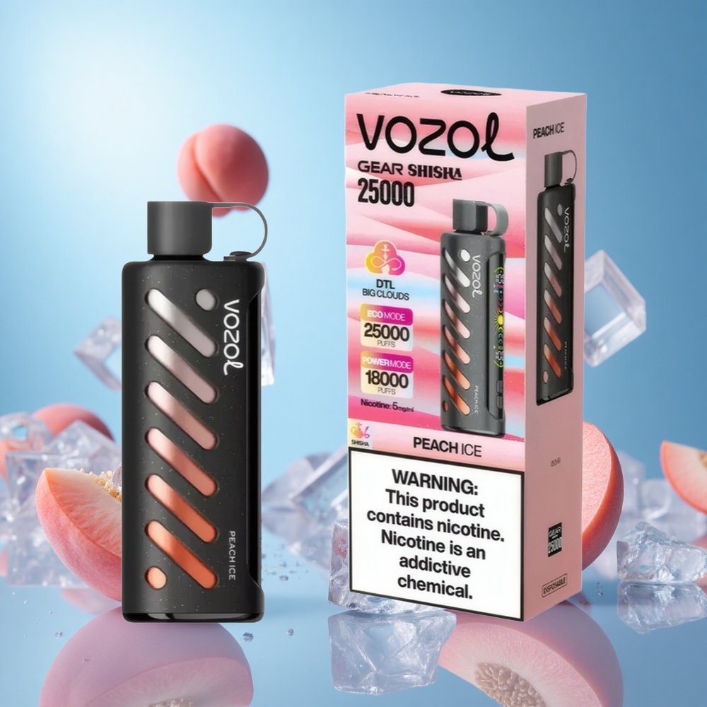 VOZOL Gear Shisha 25000 Puffs Persika Is 30 Läcker Smaker Dual Mesh Dual Modes partihandel Sverige