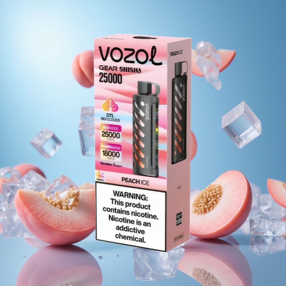 VOZOL Gear Shisha 25000 Puffs Persika Is 30 Läcker Smaker Dual Mesh Dual Modes partihandel Sverige