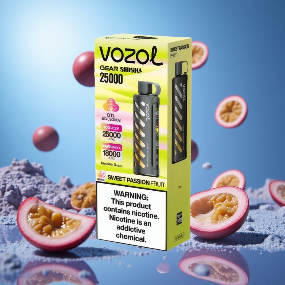 VOZOL Gear Shisha 25000 Puffs Söt Passionfrukt Smart Chip: S.i.L.C Teknik Modes: Dual Mesh Dual Lägen partihandel Sverige