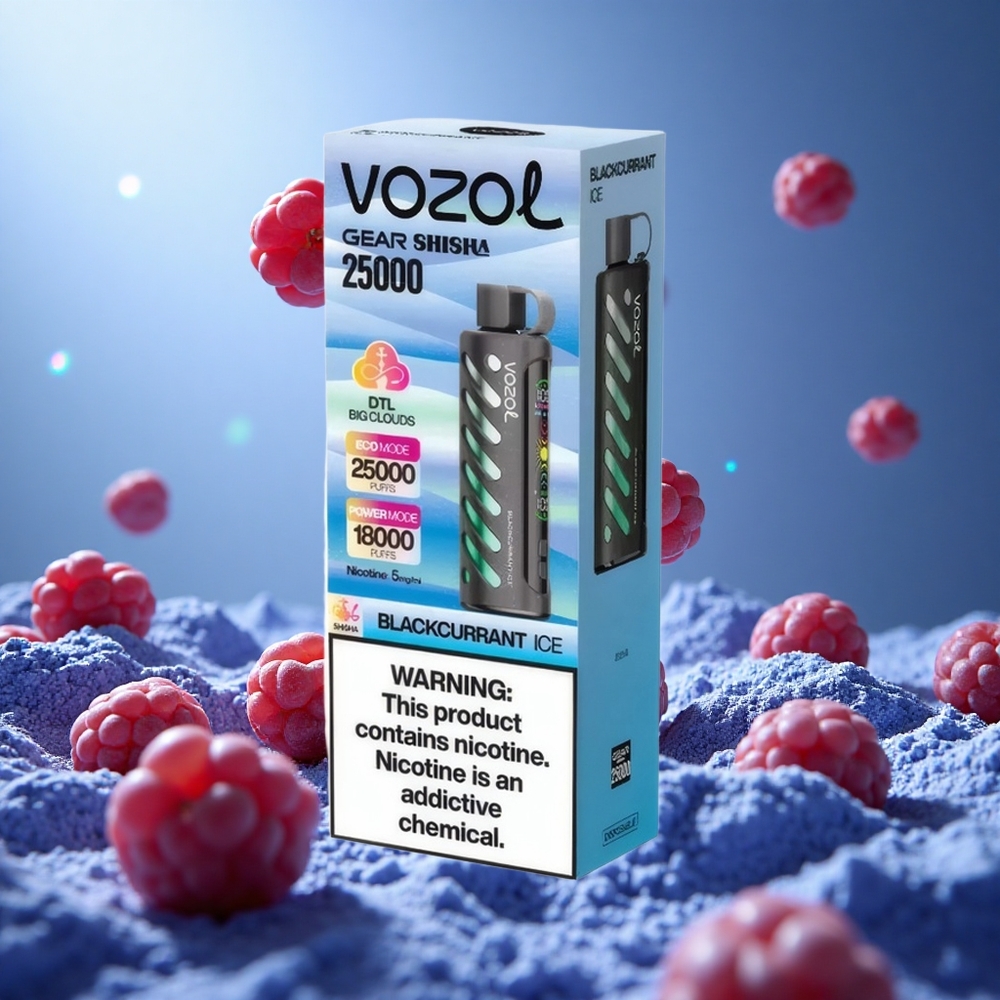 VOZOL Gear Shisha 25000 Puffs Svartvinbär Is 30 Läckra Smaker Dual Mesh Dual Modes partihandel Sverige