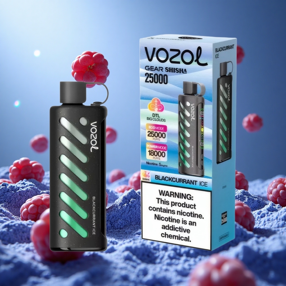 VOZOL Gear Shisha 25000 Puffs Svartvinbär Is 30 Läckra Smaker Dual Mesh Dual Modes partihandel Sverige