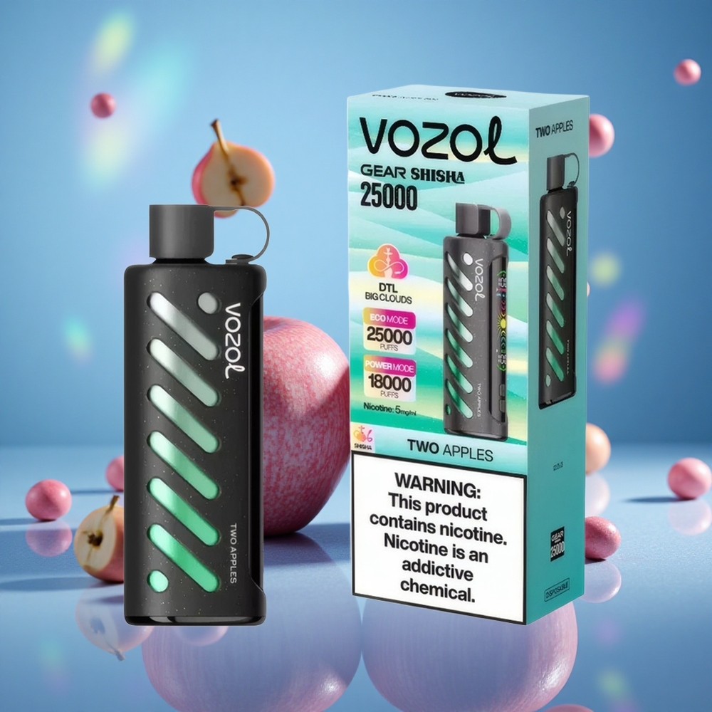 VOZOL Gear Shisha 25000 Puffs Två Äpplen 1000mAh Batterikapacitet 25000 Puffs partihandel Sverige