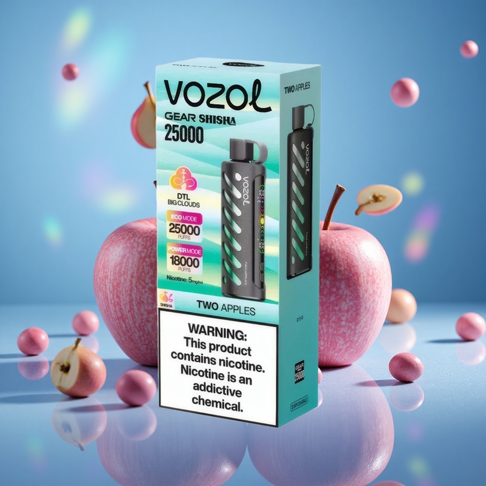 VOZOL Gear Shisha 25000 Puffs Två Äpplen 1000mAh Batterikapacitet 25000 Puffs partihandel Sverige