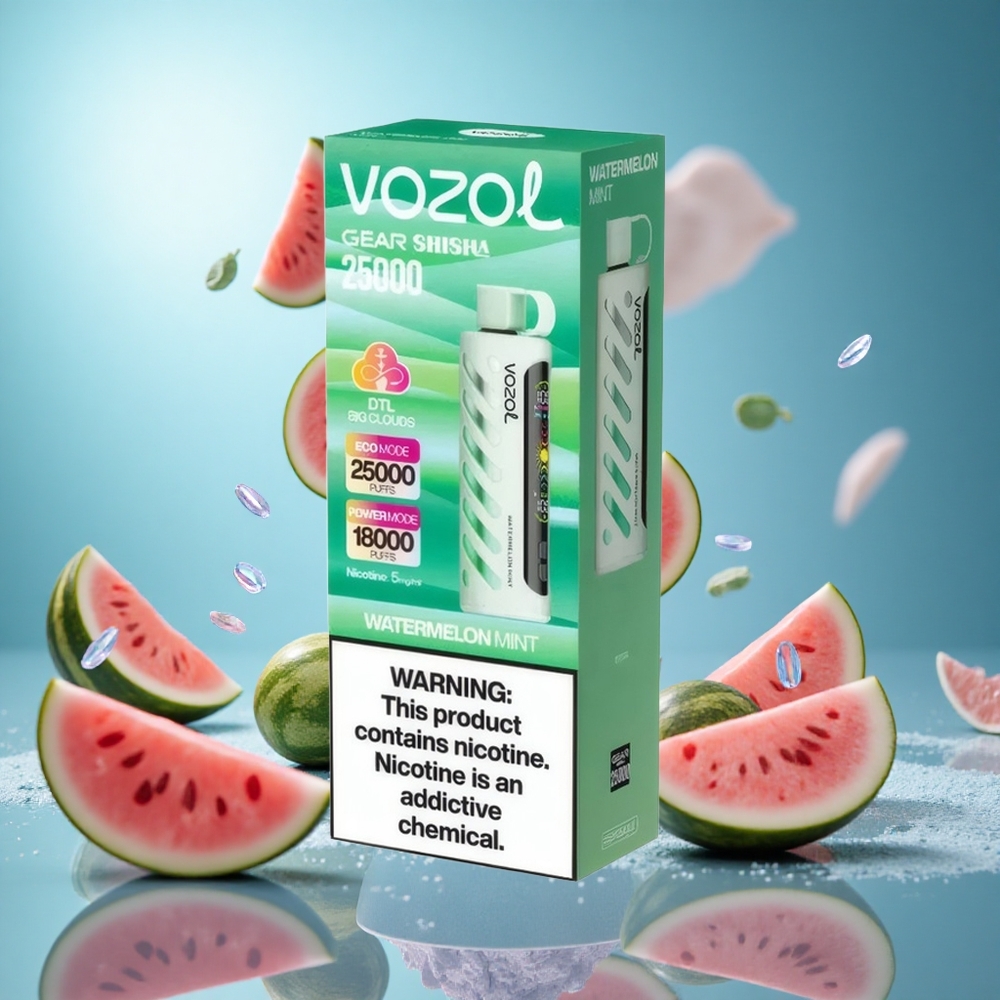 VOZOL Gear Shisha 25000 Puffs Vattenmelon Mynta 30 Läckra Smaker S.i.L.C Tech partihandel Sverige