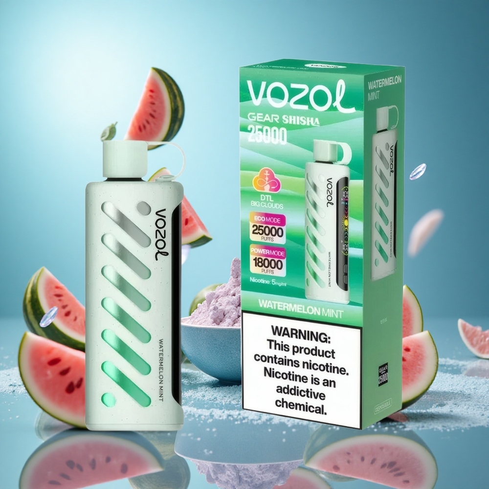 VOZOL Gear Shisha 25000 Puffs Vattenmelon Mynta 30 Läckra Smaker S.i.L.C Tech partihandel Sverige